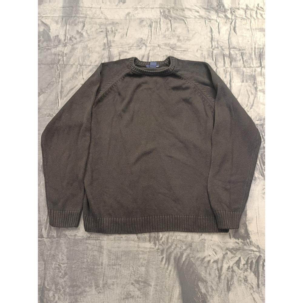 Basic‎ Editions Mens Dark Gray Crew Neck Raglan Sleeve Sweater Size Large